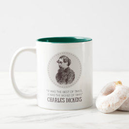 Charles Dickens Portrait und Zitat Zweifarbige Tasse