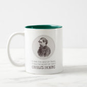 Charles Dickens Portrait und Zitat Zweifarbige Tasse (Links)