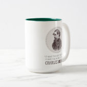 Charles Dickens Portrait und Zitat Zweifarbige Tasse (VorderseiteRechts)