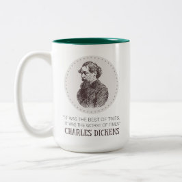 Charles Dickens Portrait und Zitat Zweifarbige Tasse
