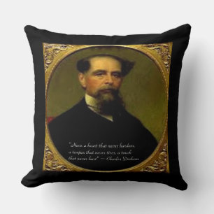 Charles Dickens & Quote Cotton Throw Kissen