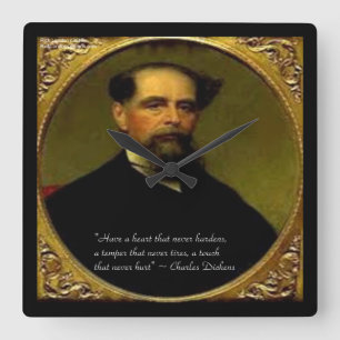 Charles Dickens & Quote Wall Clock Quadratische Wanduhr
