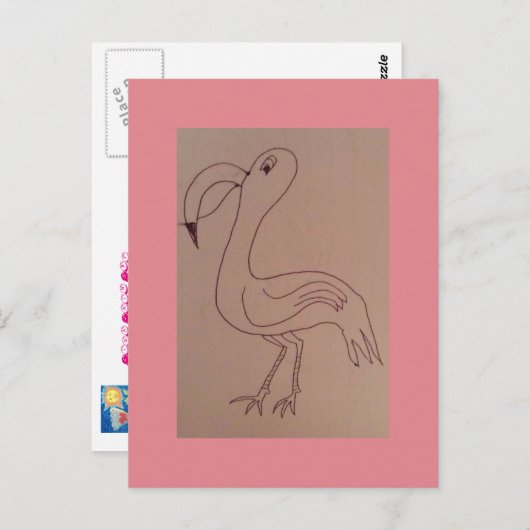 Charles Flamingo Postkarte (Vorne/Hinten)