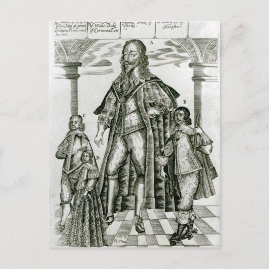 Charles I mit seinen Kindern Postkarte (Vorderseite)