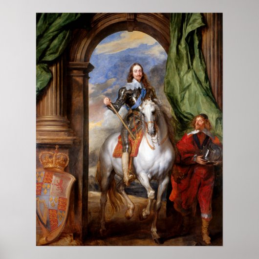 Charles I über Horseback von Van Dyck Poster (Vorne)