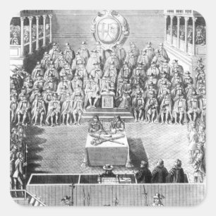 Charles I vor dem Hohen Gerichtshof Quadratischer Aufkleber