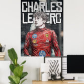 Charles Leclerc Illustration Artistic F1 Portrait Poster (Heimbüro)
