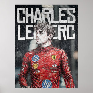 Charles Leclerc Illustration Artistic F1 Portrait Poster