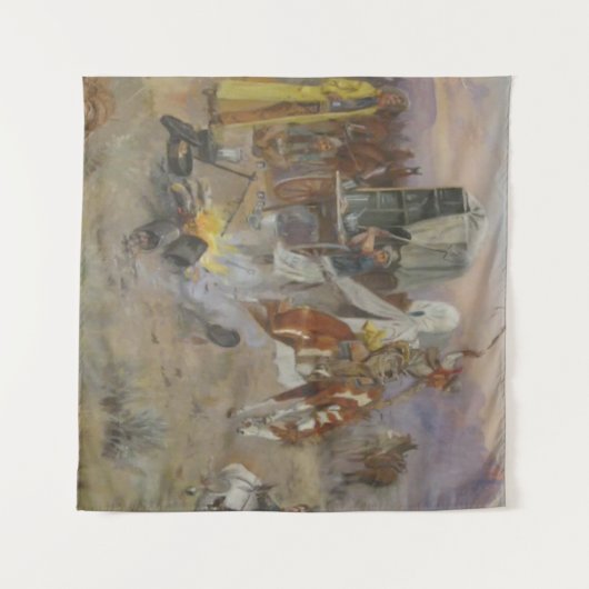 Charles M Russell - Bronc im Kuhlager Wandteppich (Vorderseite (Horizontal))