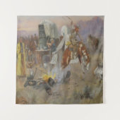 Charles M Russell - Bronc im Kuhlager Wandteppich (Vorderseite)