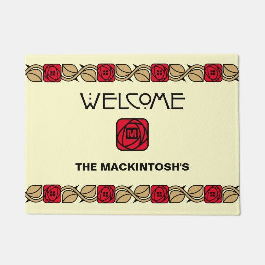 Charles Mackintosh Arts & Crafts Style Rose Frieze Fußmatte (Vorderseite)