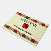 Charles Mackintosh Arts & Crafts Style Rose Frieze Fußmatte (Schrägansicht)