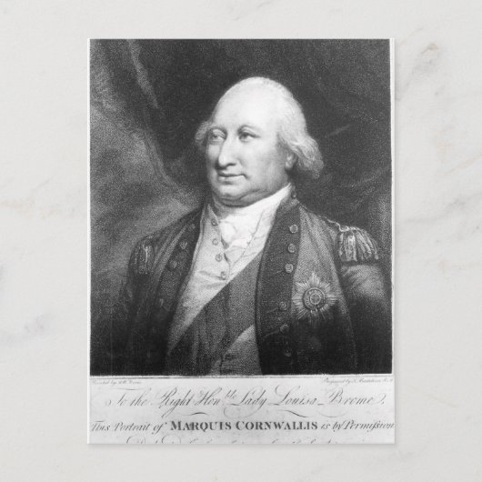 Charles, Marquis von Cornwallis, 1799 Postkarte (Vorderseite)