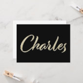 Charles Name white gold Handwriting Karte (Vorderseite/Rückseite Beispiel)