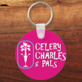 'Charles & Pals' Fuchsia Button Schlüsselanhänger (Vorderseite)