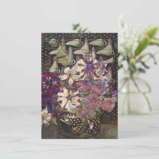 Charles Rennie Mackintosh - Petunien Dankeskarte (Stehend Vorderseite)