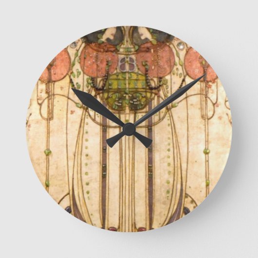 Charles Rennie Mackintosh Runde Wanduhr (Vorderseite)