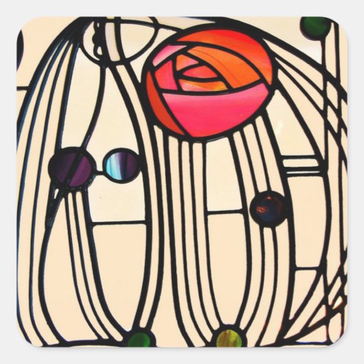 Charles Rennie Mackintosh Stains Glass Quadratischer Aufkleber (Vorderseite)