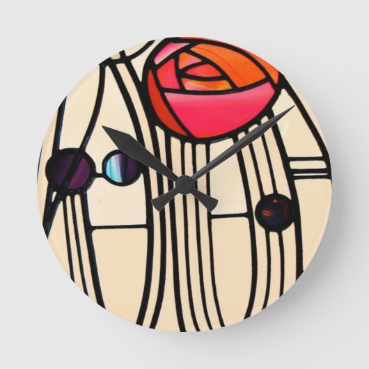 Charles Rennie Mackintosh Stains Glass Runde Wanduhr (Vorderseite)