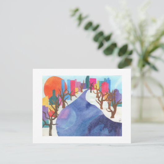 Charles River at Wintertime Postkarte (Stehend Vorderseite)