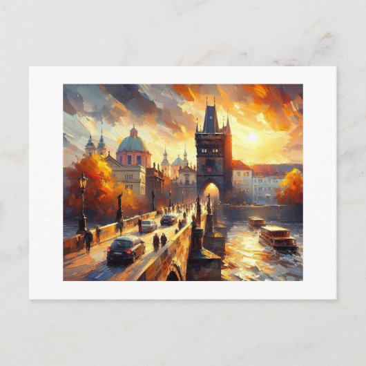 Charles River Bridge Prag City, Postkarte (Vorderseite)