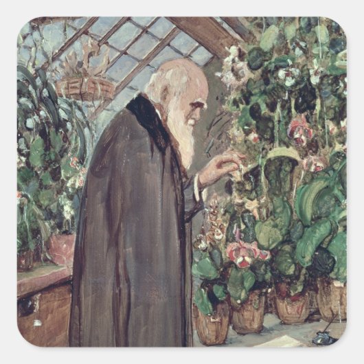 Charles Robert Darwin Quadratischer Aufkleber (Vorderseite)