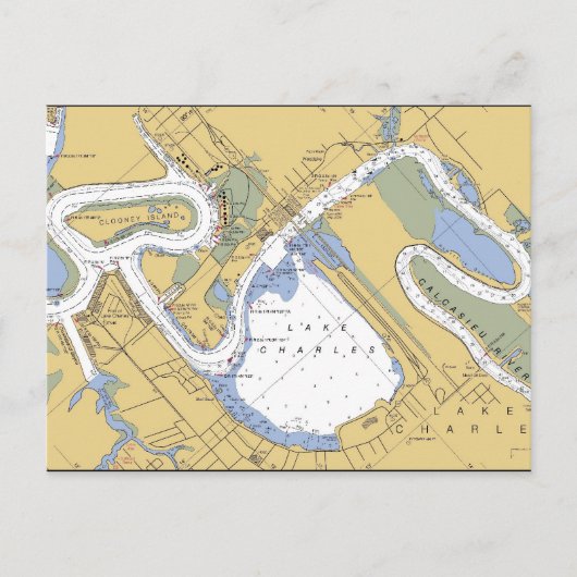 Charles See, Louisiana Hafen Chart Postcard Postkarte (Vorderseite)