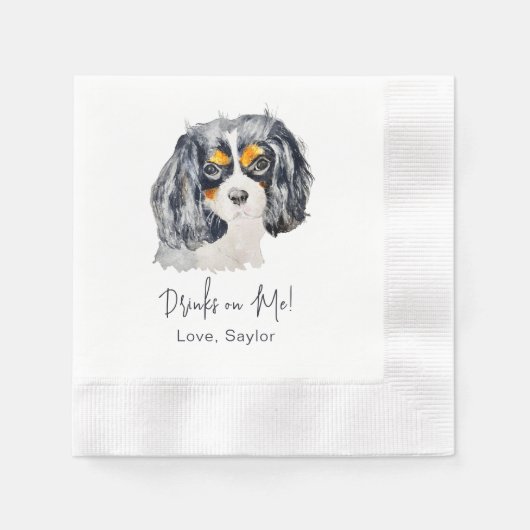 Charles Spaniel Dog Drink auf mich Personalisiert Serviette (Vorderseite)