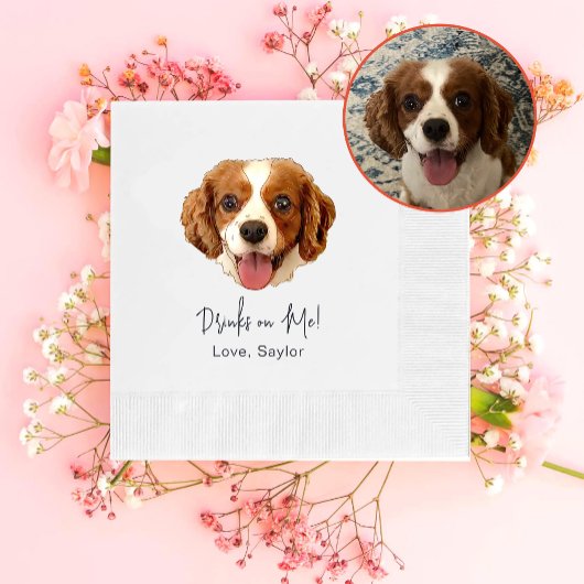 Charles Spaniel Dog Drink auf mich Personalisiert Serviette