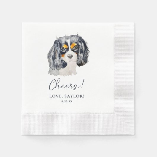 Charles Spaniel Dog Personalisiert Cheers Serviette (Vorderseite)