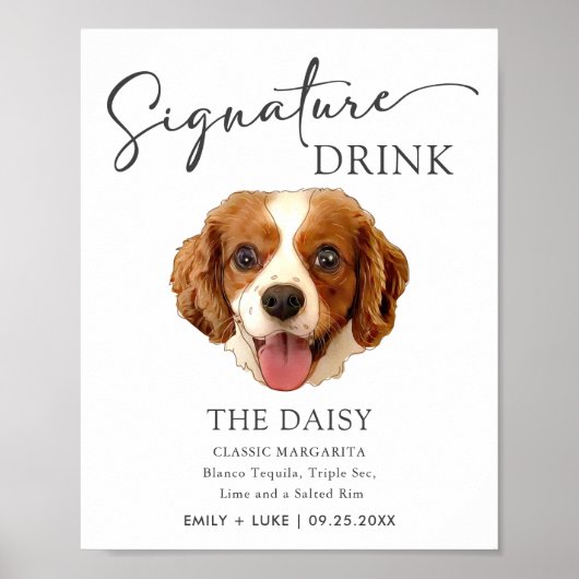Charles Spaniel Dog Wedding Signature Drink Sign Poster (Vorne)