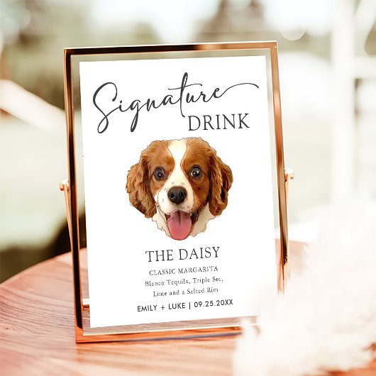 Charles Spaniel Dog Wedding Signature Drink Sign Poster