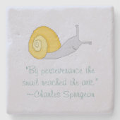 Charles Spurgeon-Schnecke Perseverence Zitat Steinuntersetzer (Vorderseite)