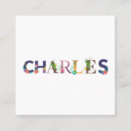 CHARLES Vorname Elegant bestickt Quadratische Visitenkarte