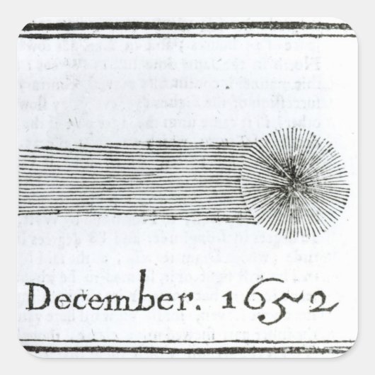 Charles's Comet, Dezember 1652 Quadratischer Aufkleber (Vorderseite)