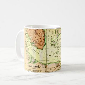 Charleston alte Postkarte mit Stadtplan Kaffeetasse
