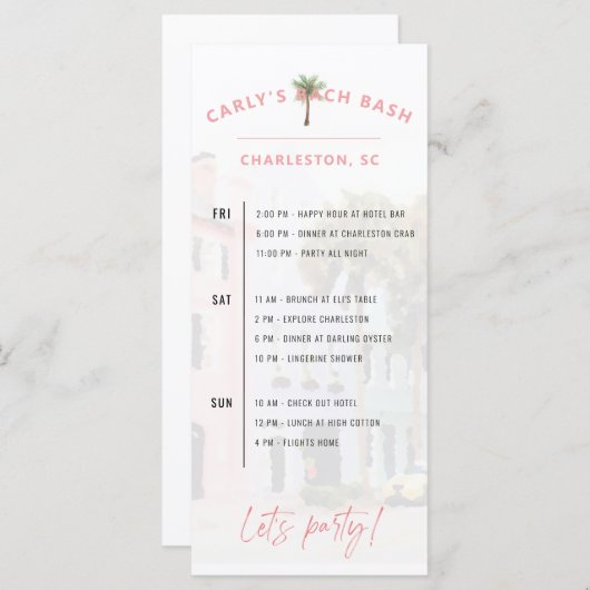 Charleston Bach Weekend Itinerary Programm (Vorne/Hinten)