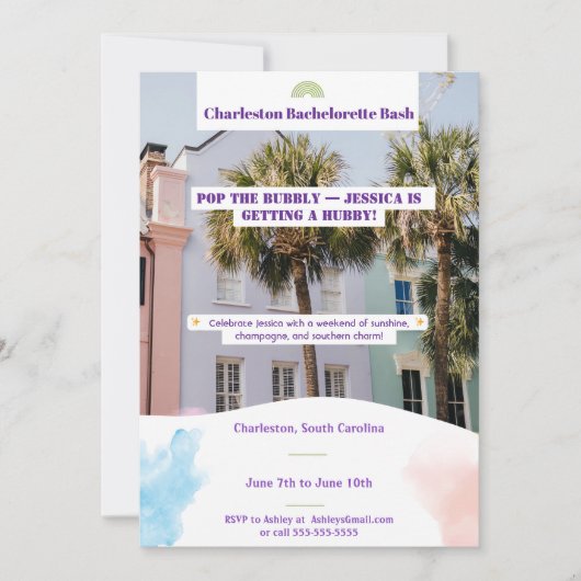 Charleston Bachelorette Bash Einladung (Vorderseite)