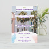 Charleston Bachelorette Bash Einladung (Stehend Vorderseite)