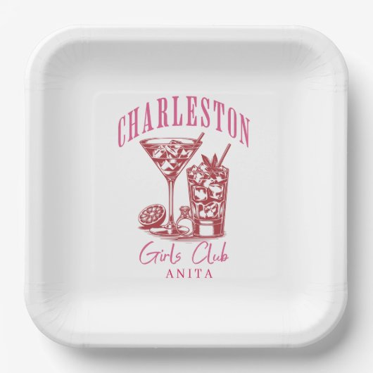 Charleston Bachelorette Custom girls club Pappteller (Vorderseite)