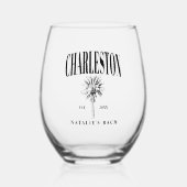 Charleston Bachelorette Custom Luxury Social Club Weinglas Ohne Stiel (Vorderseite)