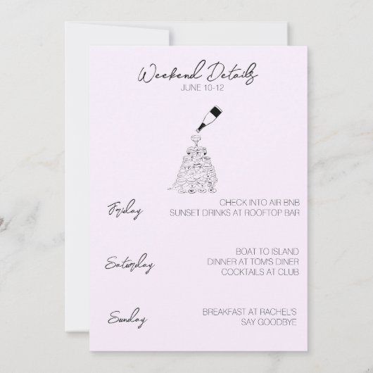 Charleston Bachelorette Einladung & Details (Rückseite)