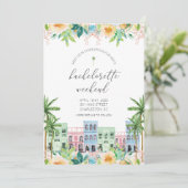 Charleston Bachelorette Einladung Rainbow Row (Stehend Vorderseite)