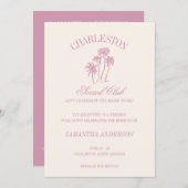 Charleston Bachelorette Weekend Pink Social Club Einladung (Vorne/Hinten)