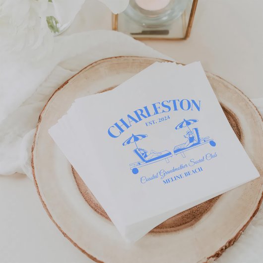 Charleston Beach Blue Junggeselinnen-Abschied Serviette