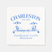 Charleston Beach Blue Junggeselinnen-Abschied Serviette (Vorderseite)