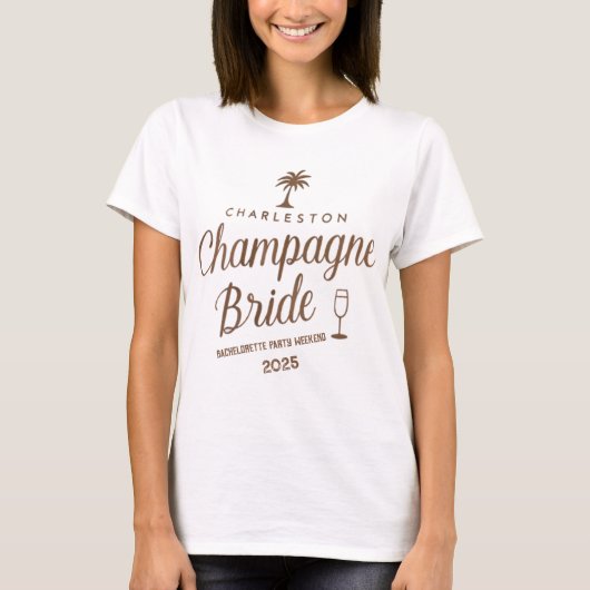 Charleston Champagne Bride | Custom Bachelorette T-Shirt (Vorderseite)