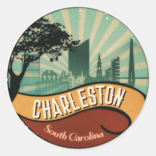 Charleston City Skyline Retro Vintage Aufkleber