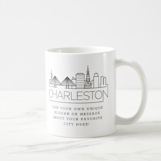 Charleston City Stylized Skyline | Benutzerdefinie Kaffeetasse (Rechts)