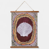 Charleston Farmhouse Muschel Print Wall Hanging Wandteppich Mit Holzrahmen (Vorderseite)